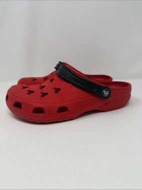 Red Disney Crocs with Black Strap